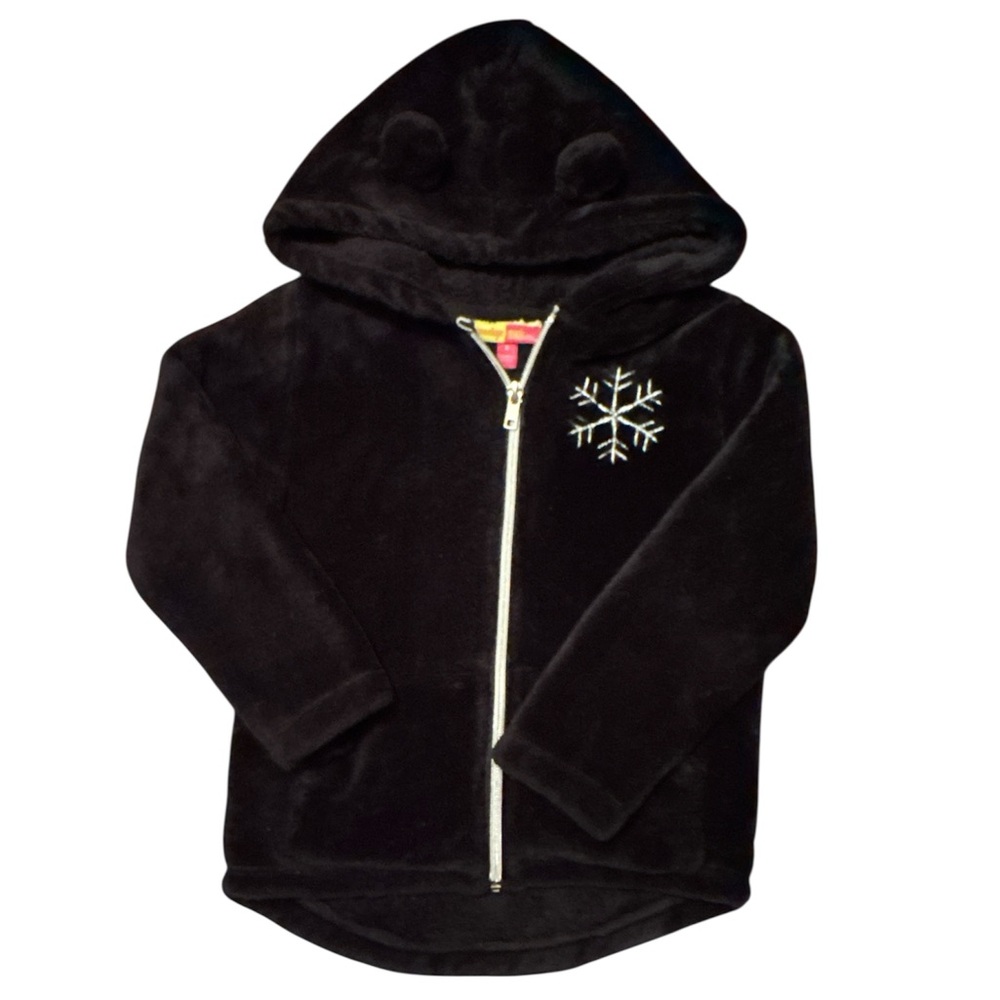 Penelope Mack Girls Black Hoodie with Snowflake Embroidery Size 4